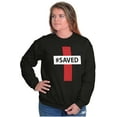 thumbnail image 4 of Saved Hashtag Religious Christian Unisex Plus Fleece Graphic Sweatshirt Brisco Brands 5X, 4 of 5