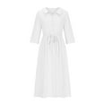 thumbnail image 4 of Womens Summer Dresses Cotton Linen A Line Dresses Loose Half Sleeve V Neck Dress Flowy Midi Dress 2025 Fashion, 4 of 6