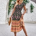 thumbnail image 2 of Boho Dresses for Women, Women's Summer Casual Dress Floral Print V Neck Waist Dress Casual Dress Outfits for Women, 2 of 7