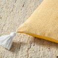 thumbnail image 4 of TOWN & COUNTRY TERRA Alara Ribbed Texture Handcrafted Indoor Outdoor Decorative Pillow, 100% Recycled Materials, UV Fade Resistant, Water Repellent, Yellow/Ivory, 20"x20", 4 of 9