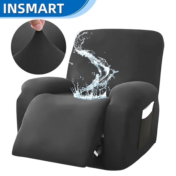 INSMART Stretch Recliner Cover, 4-Pieces Elastic Lazy Boy Sofa Slipcover with Side Pocket, Furniture Protector for Power Lift Chairs, Armchair, Couch Reclining Chairs
