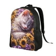 thumbnail image 2 of Xecao Warm Sunflower Sleeping Cat Print School Backpack with Laptop Compartment Small Travel Laptop Backpack for Women Men Waterproof College Backpack Simple School Bag, 2 of 8
