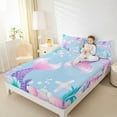 thumbnail image 4 of Manfei Kids Children Kawaii Mermaid 4 Pieces Queen Sheet Sets,Cartoon Marine Animal Ultra Soft Flat Sheet,Cute Sea Wildlife Queen Fitted Sheet,Super Cozy Room Decor, 4 of 7