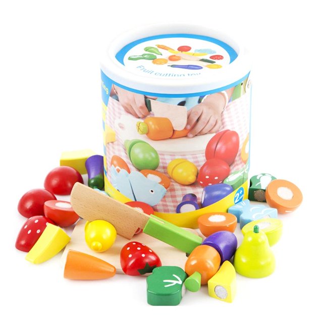 De Combinación De Frutas Y Verduras De Madera, Juego De Juguetes Para Cortar, Juego De Cocina Para Niños, Regalo De Cumpleaños Para Niños 1 Juego Kearding FN003166-00