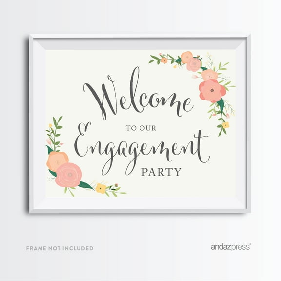 Welcome To Our Engagement Party Floral Roses Wedding Party Signs