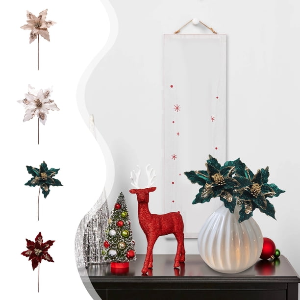 Xihbxyly Despacho de Almacén Caja Abierta Floral Navigation And Polvo Terciopelo Simulación de Flores Decoración Navideña para Arbores de Navidad Colgantes