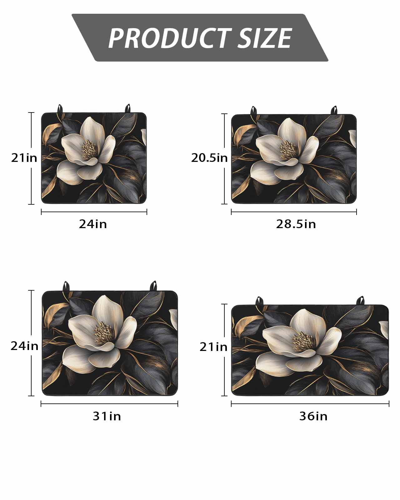 Stove Top Covers for Electric Stove, Black Gold Flower Glass Stovetop Cover Protector, Gradient Luxurious Floral Botanical Induction Cooktop Protector Oven Mat for Kitchen Countertop 28.5"x20.5"