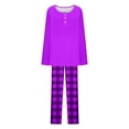 thumbnail image 7 of UAMVSH Womens Pajamas Sets Long Sleeve Button Crew Neck Sleepwear Pullover and Loungewear Bottoms Pleated Two Piece Lounge Outfits(X-LargePurple), 7 of 7
