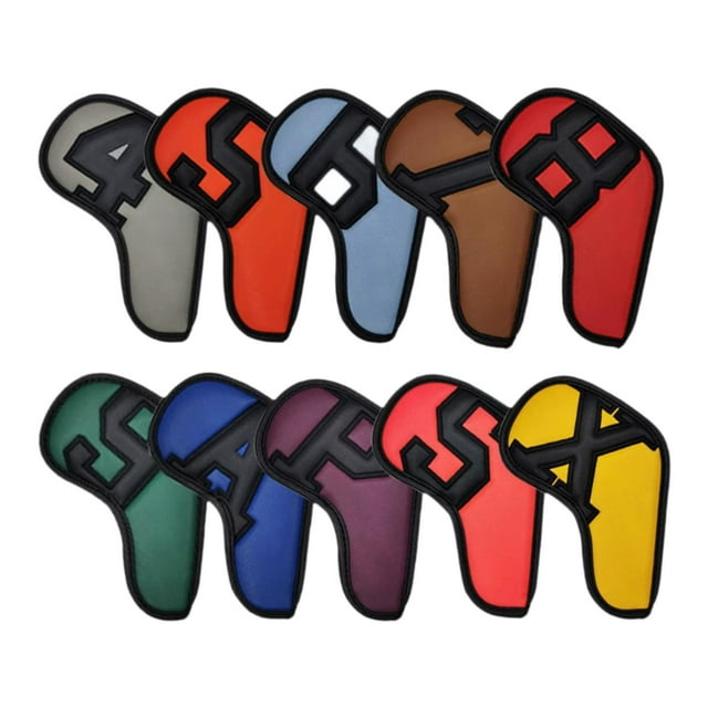10x Cubiertas de hierro de golf Protectores Fashion Portable Sports Travel Traveling Suministros Golf Club Cubiertas de protección mangas protectoras Número negro