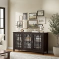 thumbnail image 4 of Simpli Home Connaught 60 inch Wide Solid Wood Traditional Wide Storage Cabinet Buffet in Chestnut Brown, 4 of 11
