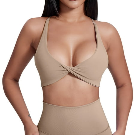 Hfolob Sports Bra for Women With Chest Pad Backless Solid Color Underwear Vest Yoga Workout Tops