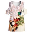 thumbnail image 4 of Top informal suelto con hombros descubiertos y cuello redondo con estampado de manga corta para mujer a la moda Pompotops hkajfhjk463981, 4 of 5
