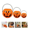 thumbnail image 2 of Fovewise 3pcs Halloween Candy Bucket Plastic Pumpkin Shaped Trick or Treat Pail with Handle Jack O Lantern Basket for Halloween Party Favors, 2 of 8