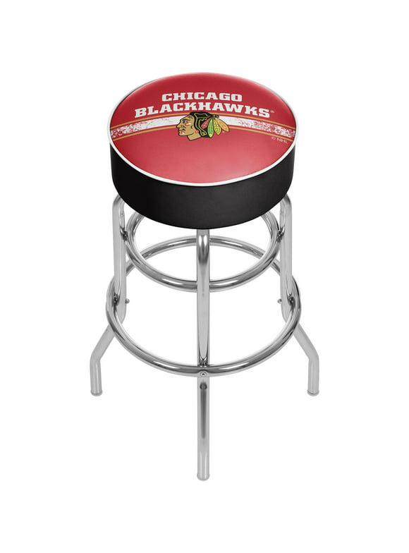Trademark Gameroom Chicago Blackhawks Logo Bar Stool with Padded Seat