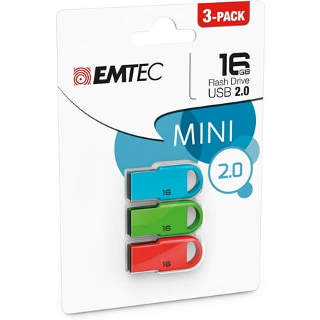 EMTEC 16GB Mini USB 2.0 Flash Drive, 3-Pack (Best Mini Usb Drive)