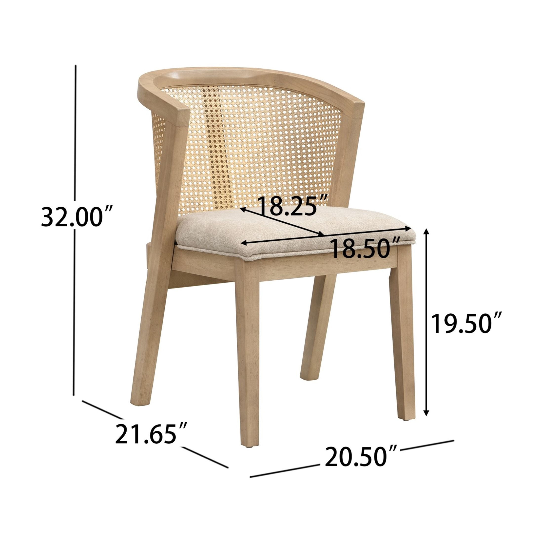 Christopher Knight Home Wood Dining Chairs with Cane Rattan Backrest, Light Ash+Beige, Set of 4