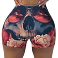 thumbnail image 2 of Salouo Skull With Roses And Sunglasses Print Women's Athletic Shorts,Booty Shorts Biker Shorts High Waisted Elastic Workout Shorts for Yoga Gym Running Sports-XX-Large, 2 of 8