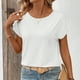 thumbnail image 4 of Camisetas de Mujer Casual, Cuello Redondo con Encaje de Manga Corta para la Oficina, la Fiesta Y el Uso Diario, 4 of 7