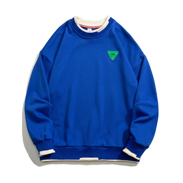 wmjolc Lightning Deals! Men's Fake Two Pieces Colorblock Sweatshirt Crewneck Basic Pullovers Fall Casual Loose Fit Long Sleeve Sweater Shirts