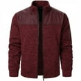 thumbnail image 3 of ibuvkizy Jackets for Men,Winter Coats for Men's New Fall Splicing Knit Shirt Zipper Top Solid Color Cardigan Jacket Wine,XXXL, 3 of 4