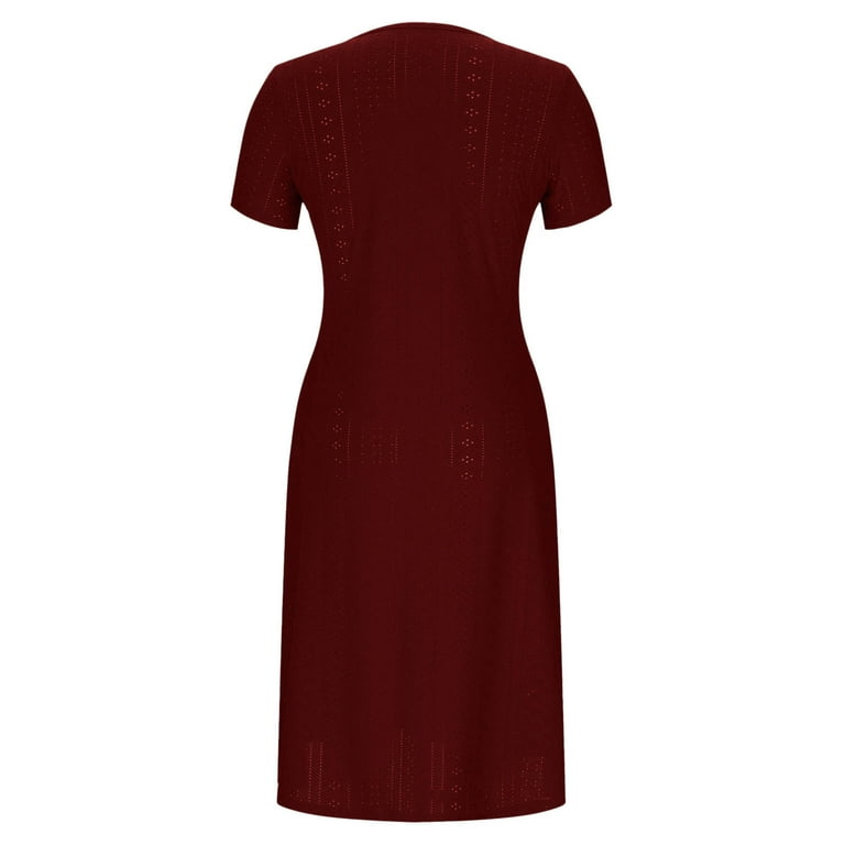 Fashion Crew Neck Ladies Dresses Solid Color Button-up Short Sleeved Pocket  Plus Size Save 65% Instantly! - Walmart.com