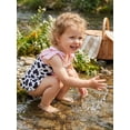 thumbnail image 5 of BemeyourBBs Western Toddler Baby Girl Swimsuit Infant Bathing Suit Summer One Piece Swimwear Cow Bow Watermelon Sleeveless Tie up Straps Ruffle Trim Decor Cute Skirted Beachwear, 5 of 9