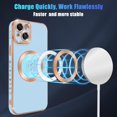 thumbnail image 3 of Compatible with iPhone 13 Case Magsafe, Cute Heart Pattern Luxury Plating Full Camera Lens Protection Magnetic Case for iPhone 13 for Women Girl-Blue, 3 of 13