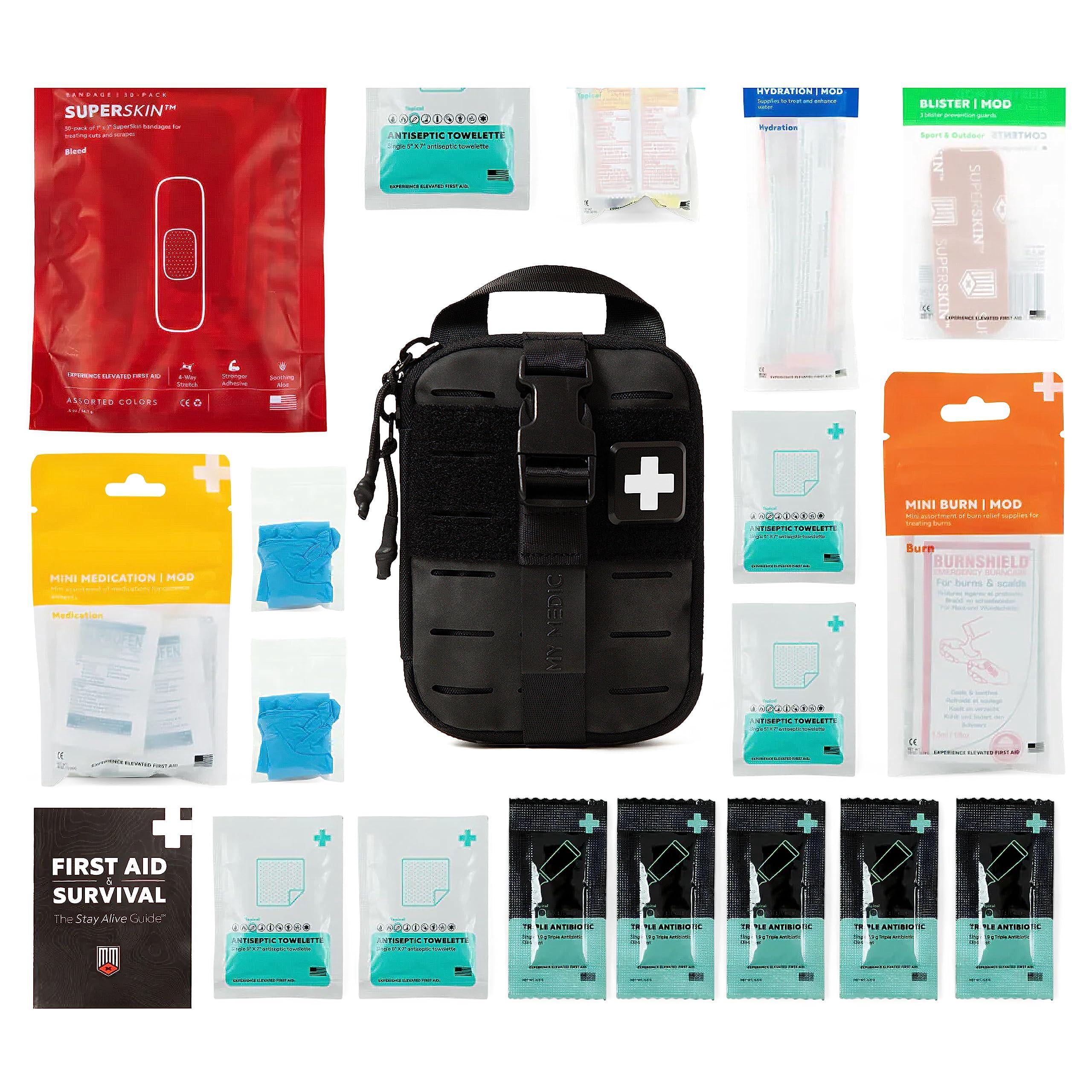 Sidekick - Camping Hiking And Backpacking First Aid Kit 70 Items Hsa Fsa Eligible Small Ifak Great For Travel Or Portable Emergency Black