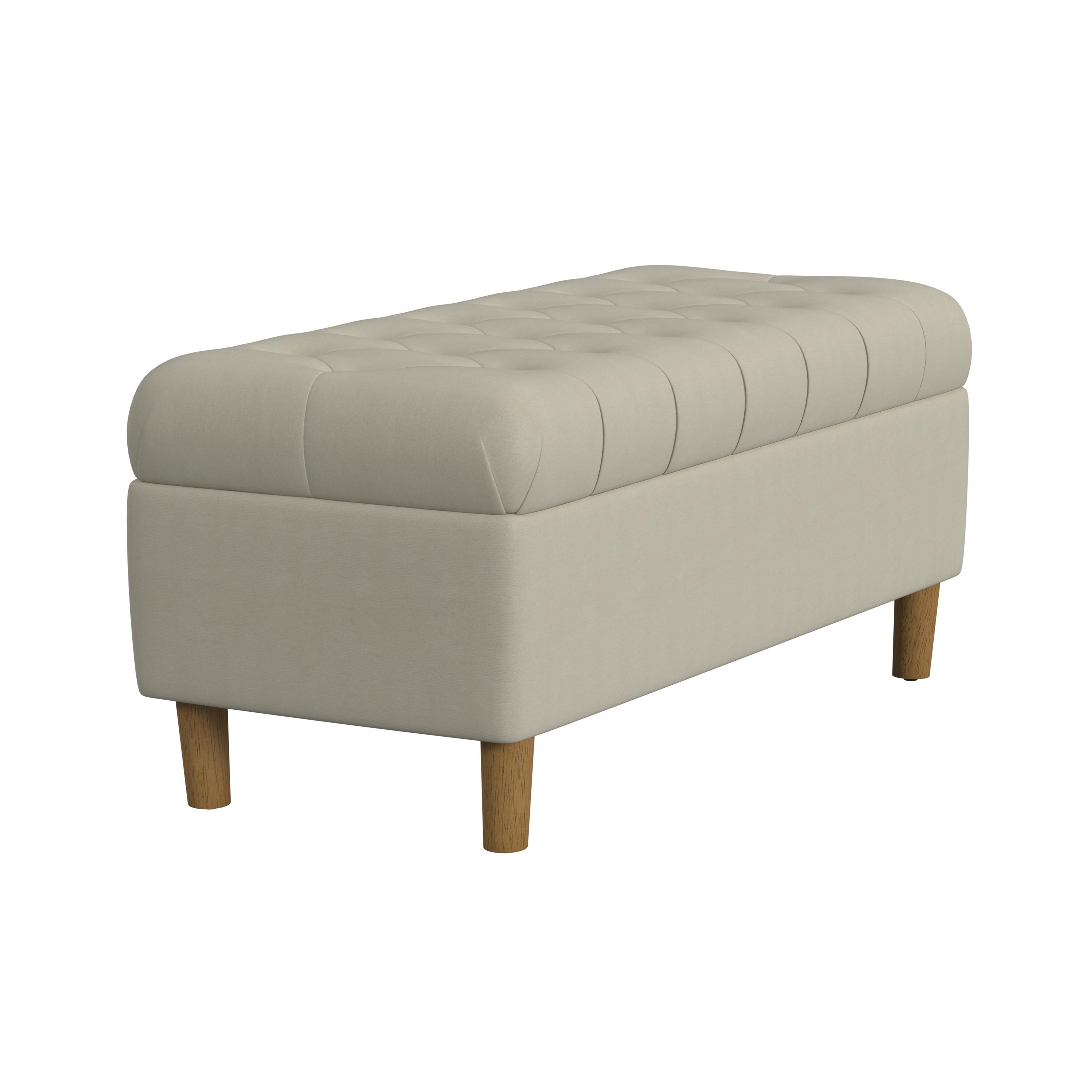 HomePop Button Tufted Storage Bench, 40"W x 18"D x 18"H, Fawn Velvet