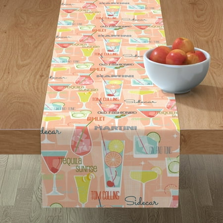 

Cotton Sateen Table Runner 90 - Little 1950S Retro Atomic Age Mid Century Mod Blush Pink Martinis Happy Martini Print Custom Table Linens by Spoonflower