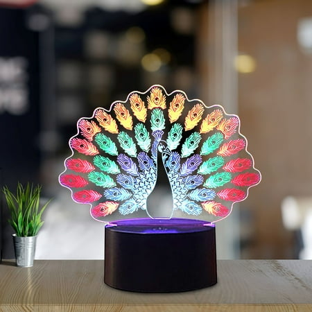 

Led Lights For Bedroom Colorful Gradient 3D Visual Stereo Light Led Remote Control Night Light
