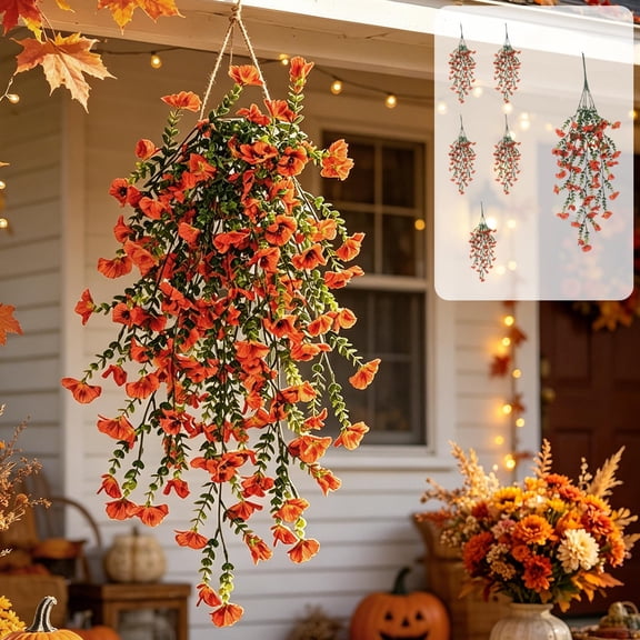 Artificial Hanging Flower Garland for Wall Decor, Faux Floral Vine with 6 Strands for Indoor Outdoor Garden, Porch, Balcony, and Wedding Decoration