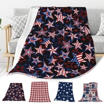 Dmlowu 4th of July Decorations Fleece Blanket 28x39" Extra Soft Blanket Memorial Day Decorations Bed Blanket Comfortable Warm Throw Blanket for Couch Travel Camping Living Room Home Decor