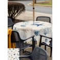 thumbnail image 5 of Outdoor Tablecloth with Umbrella Hole for Patio/Picnic/Party/Camping, Blue Starfish Coastal Waterproof Table Cloth Square Cover Washable, Summer Beach Coral Linen Texture (54"x 54"), 5 of 8