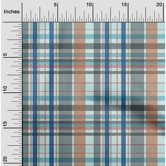 oneOone Silk Tabby Fabric Madras Check Print Fabric By The Yard 42 Inch Wide