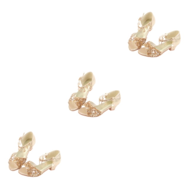 Minnieouse Zapatos con purpurina para niñas, cuñas de Ballet con lentejuelas, fiesta de boda, punta abierta, tacones altos de carnaval, Type1 NO1