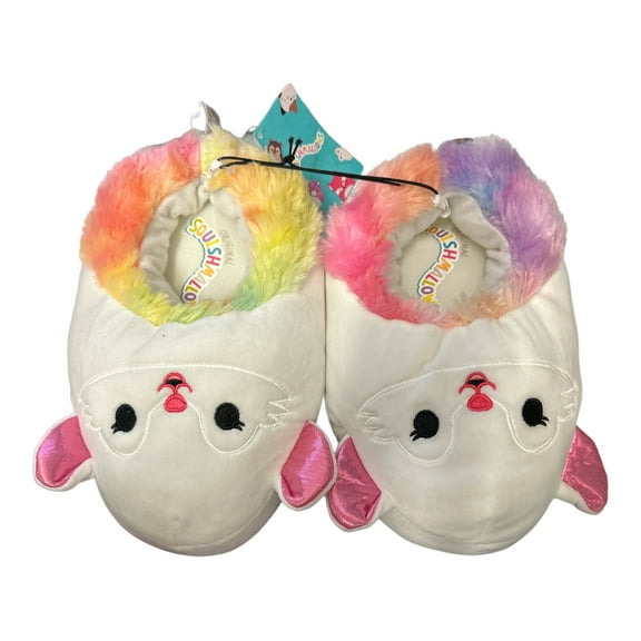 Squishmallows Girl's Slip On Soft & Cozy Plush Slippers (White Fox, 13/1)