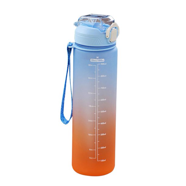 Bicicleta Botella de agua de plástico con marcador de tiempo Taza de bebida a prueba de fugas deportiva (Azul) Tmvgtek Accesorios para bicicletas