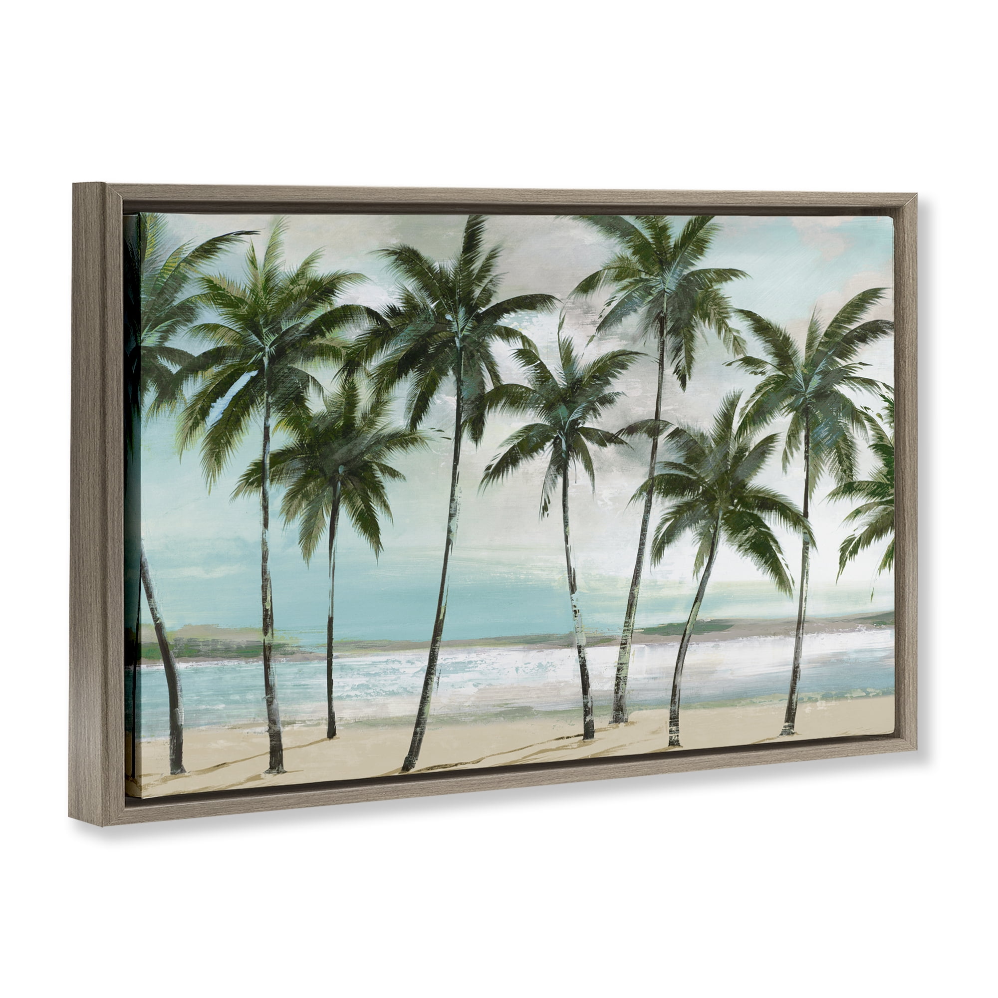 Stupell Industries Palms in A Row Coastal Brown Framed Floater Canvas Wall Art, design by Lorenzo Collective