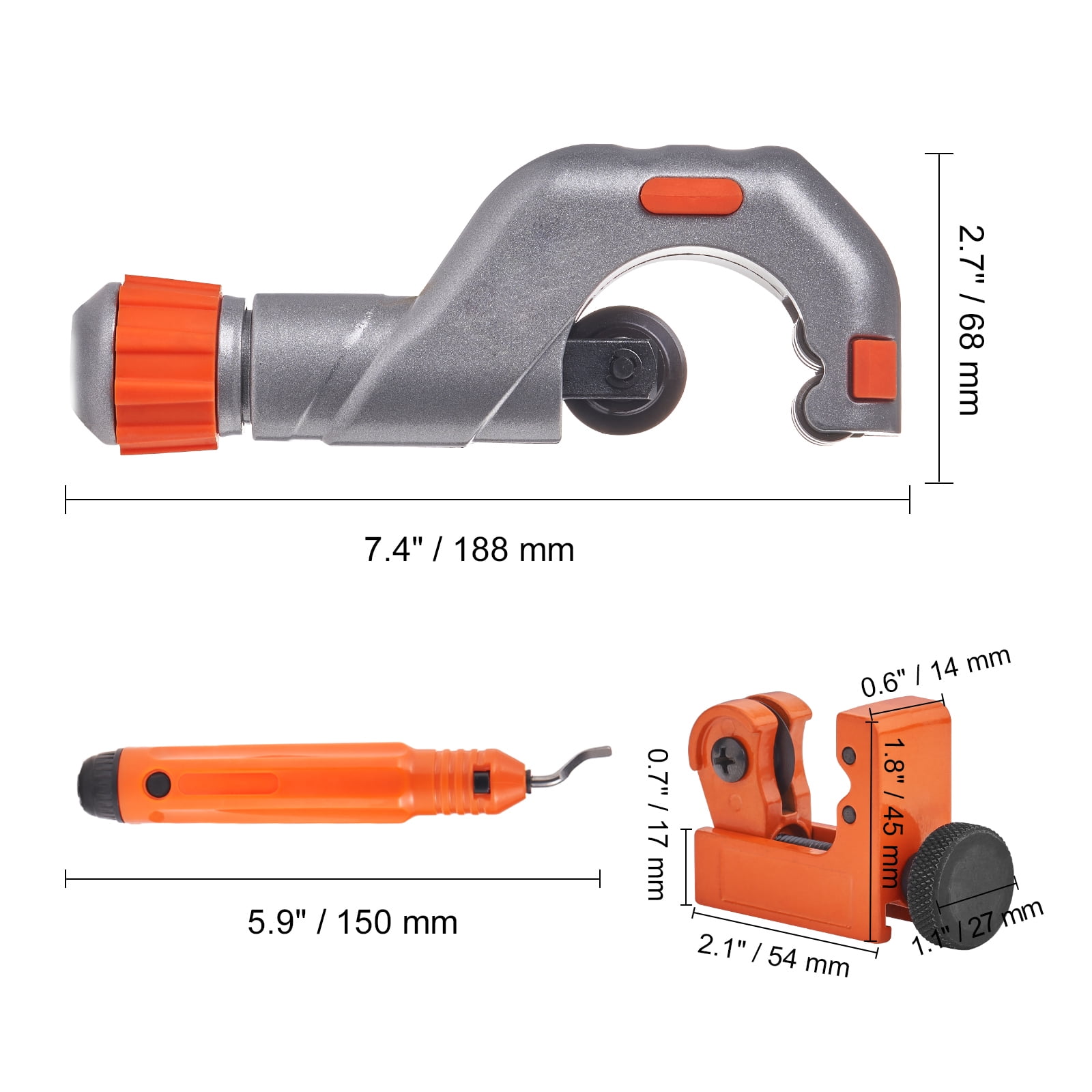 VEVOR 3PCS Tubing Cutter Set, 3/16"-2" O.D. Copper Pipe Cutter, 1/8"-7/8" O.D. Mini Tube Cutter and Deburring Tool, Heavy Duty Pipe Cutter Set