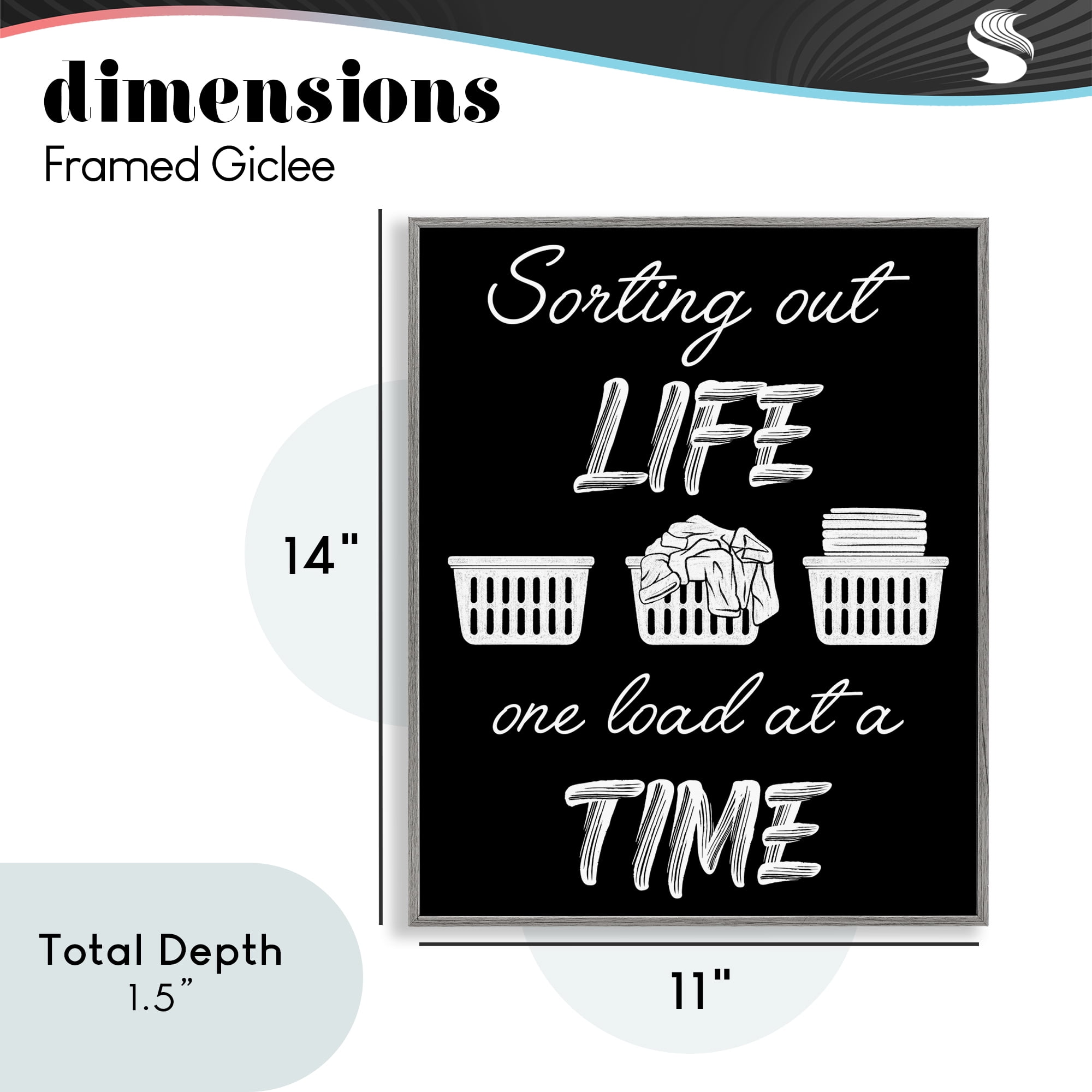 Sorting Out Life Laundry Gray Framed Giclee Art, design by Marcus Prime