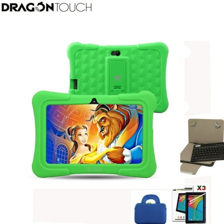 Dragon Touch Green Y88X Plus 7 inch Kids Tablet Quad Core 8G ROM Android 6.0 Tablets With Children Apps + Tablet case + Screen Protector + keyboard for (Best Green Screen App For Ipad)