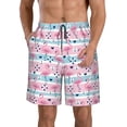 thumbnail image 2 of Uemuo Striped Flamingo Pattern Men's Swim Trunks Hawaiian Beach Bathing Suit Swimsuits Beach Quick-Dry Shorts with Pockets-3X-Large, 2 of 9