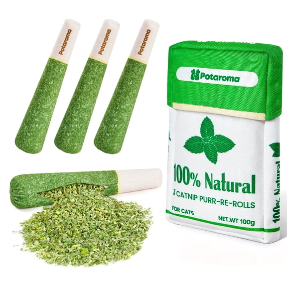 Potaroma 3-Pack Catnip Toys for Cats, 100% Pure Catnip Kicker and Teething Chew Toys, Green