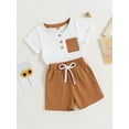 thumbnail image 3 of Coduop Toddler Baby Boys Grils Summer 2Pcs Outfits Short Sleeve Pocket T-Shirt Tops Shorts Set, 3 of 7