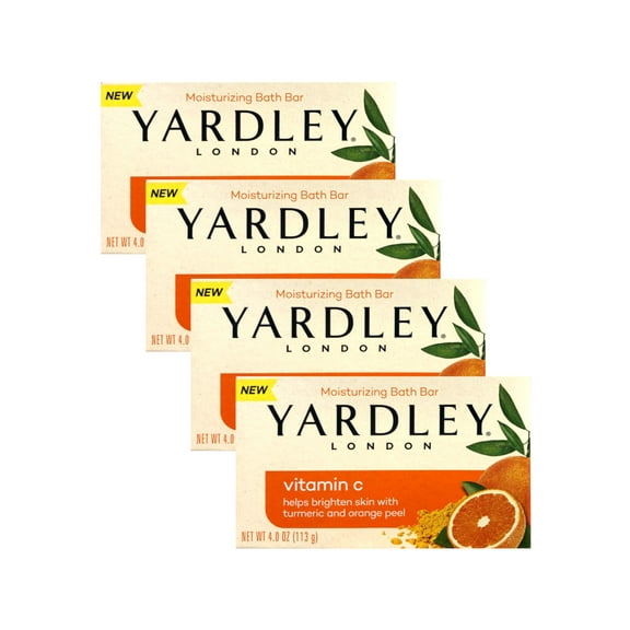 Yardley London Moisturizing Bath Bar - Vitamin C, Turmeric & Orange Peel 4oz. - Pack of 4