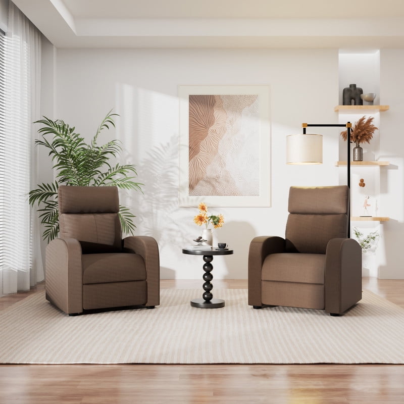 Furmax Recliner Chair Fabric Single Sofa Home Theater Recliners with Lumbar Support for Living Room,Fabric Brown