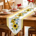 thumbnail image 2 of Sunflower Table Runner Linen Burlap Table Runner 72 Inches Long Yellow Flowers Yellow Plaid Farmhouse Dresser Scarves for Kitchen Island Coffee Dining Room Party Wedding Banquet Holiday Decor 14"x72", 2 of 8