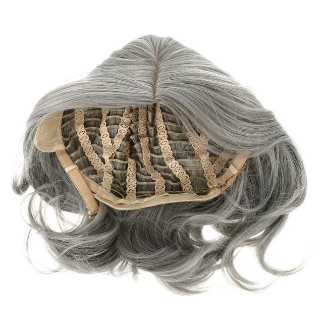 KAKOWELY Perruque Courte et Bouclée pour Femmes, Argent Gris, Coupe de Cheveux Rinka, Perruques à l'Apparence Naturelle, Couverture de Perruque en Filet Rose Exquise (66310), 13.78"X7.87"X2.36 Pouces