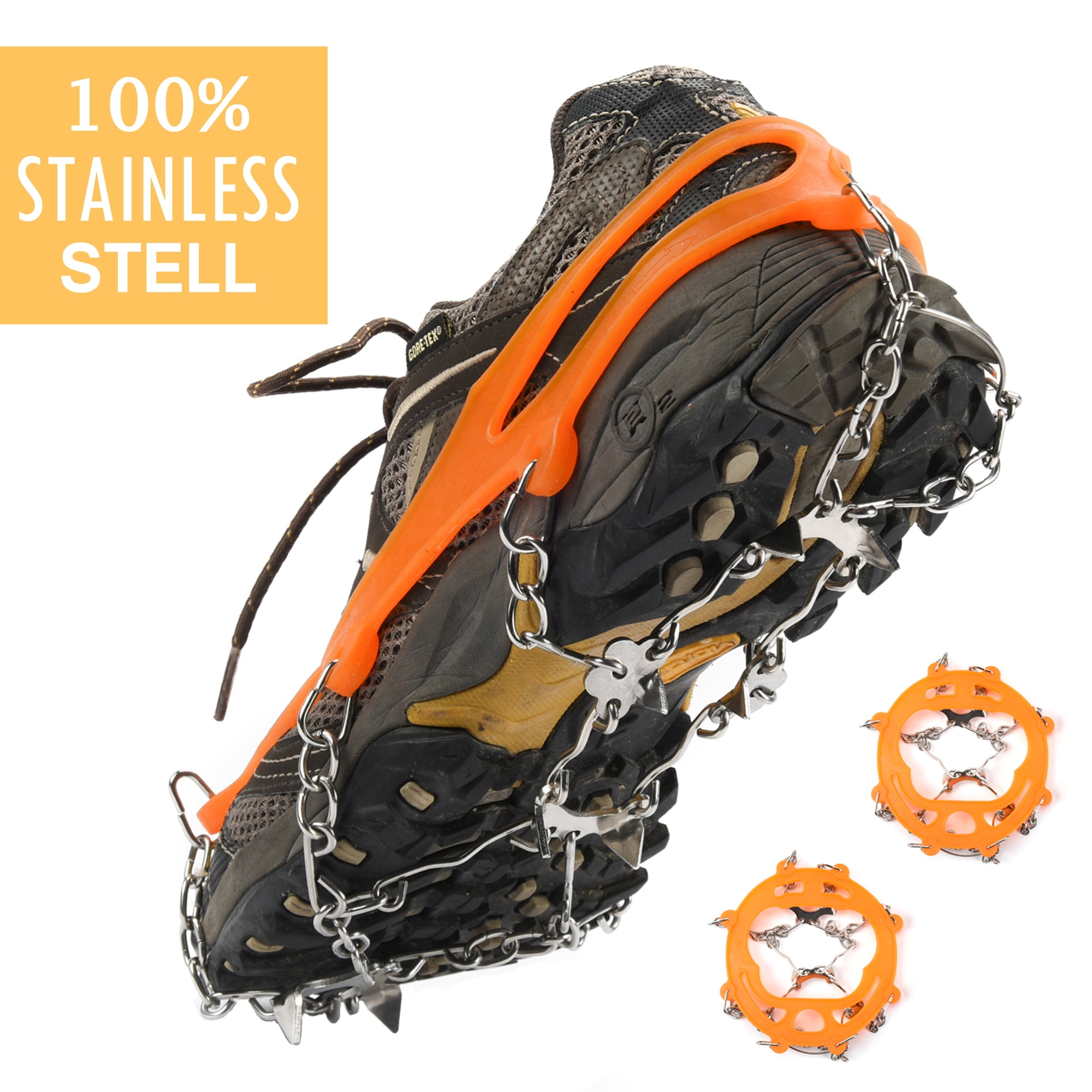 WEANAS 8 Teeth Anti-slip Ice Cleat Shoe Boot Tread Grips Traction Crampon Chain Spike by Weanas